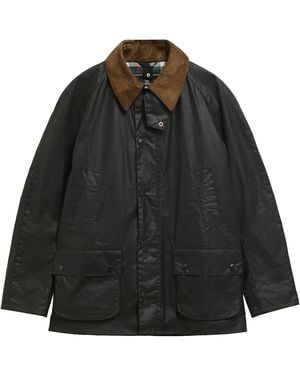 Barbour Ashby Water Resistant Windproof Long Sleeve Wax Jacket - Black