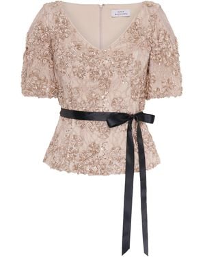 Gina Bacconi Kitty V Neck Lace Blouse - Pink