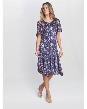 Gina Bacconi Annette Chiffon Dress - Blue