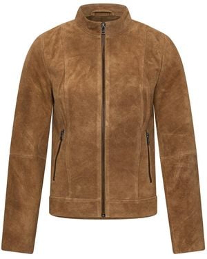 Elle Lara Suede Moto Jacket - Brown