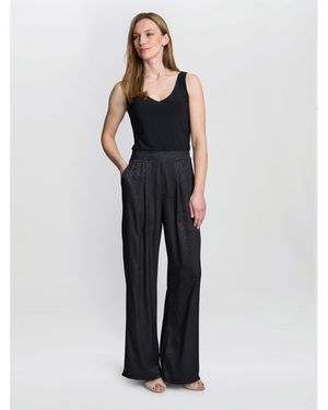 Gina Bacconi Sabine Satin Jacquard Pull On Trouser - Blue