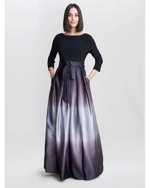 Gina Bacconi Ingrid Vneck Back Ombre Satin Maxi Dress - Blue