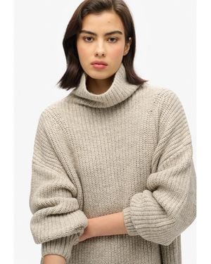 Superdry Knitted Jumper Dress - Natural