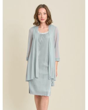 Gina Bacconi Sue-Ann Pleated Dress And Chiffon Jacket - Blue