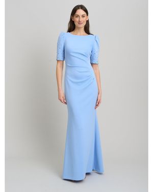 Gina Bacconi Jadie Maxi Dress With Beaded Sleeves - Blue