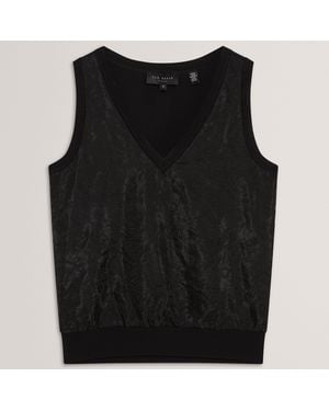 Ted Baker Lace Front Tank Knitted Top - Black