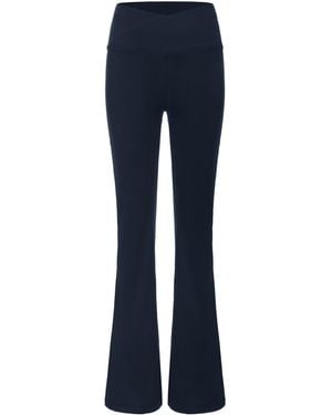 La Gear Crossover-Waist Flared Leggings - Blue