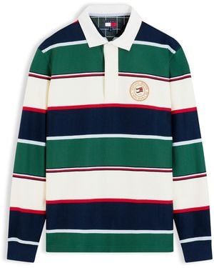 Tommy Hilfiger Varsity Stripe Rugby Cotton Long-Sleeve Polo - Green