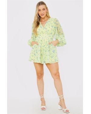 In The Style The Style Wrap Playsuit - Yellow