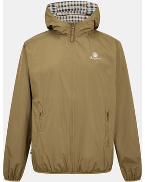 Aquascutum Reversible Check Hooded Long Sleeve Rain Anorak - Green