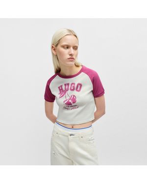 HUGO Dana B Cropped T-Shirt - Pink