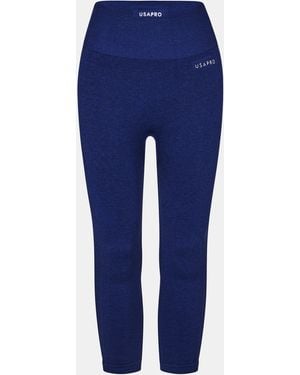 Usa Pro Seamless Capri Cropped Leggings - Blue