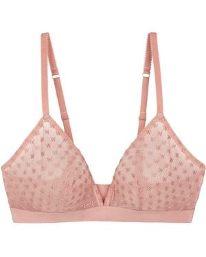 Wolford Sheer Lace Non-Wired Triangle Bralette - Pink