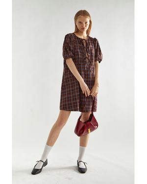 Glamorous Check Tie-Front Mini-Dress - Brown