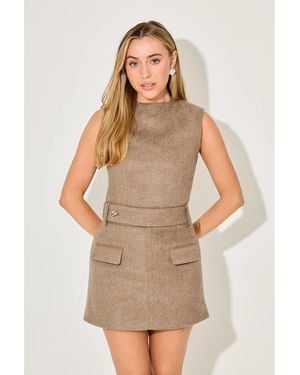 Odd Muse Tweed Cut Out Top - Brown