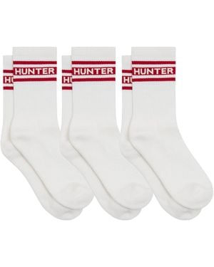 HUNTER 3 Pack Crew Socks - White