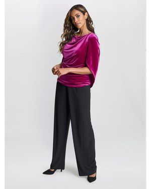 Gina Bacconi Merna Draped Velvet Blouse - Pink