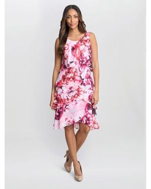 Gina Bacconi Mila Floral Tier Jersey Dress - Red