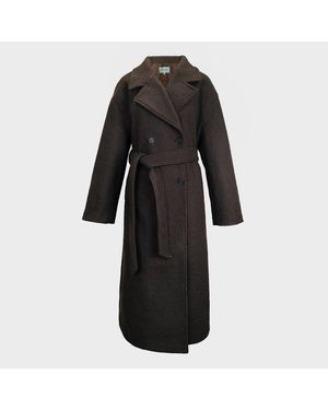 Jack Wills Duster Calf Length Long Sleeve Lapel Collar Button Overcoat - Black