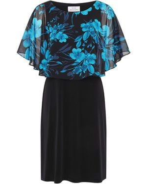 Gina Bacconi Ashton Floral Chiffon Overlay Dress - Blue