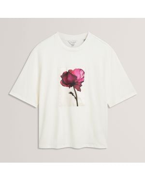 Ted Baker Floral Graphic Soft Touch Fitted T-Shirt - White