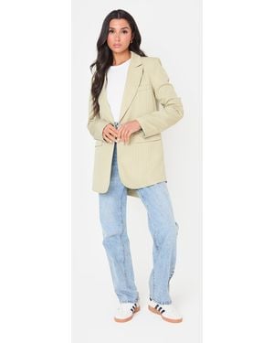 I Saw It First Pinstripe Long Sleeve Blazer - Blue
