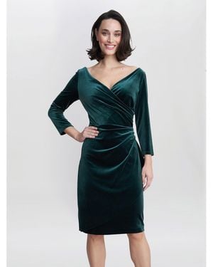 Gina Bacconi Zoe Velvet Wrap Dress - Green