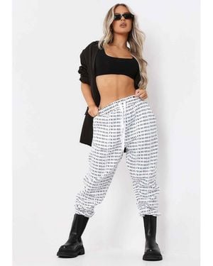 Missy Empire I'M Real Slogan Joggers - White