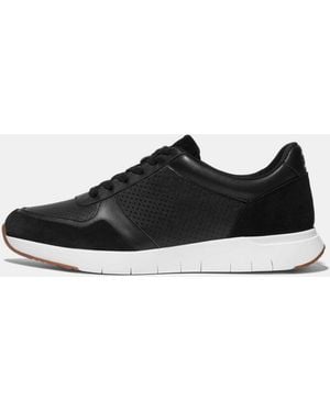 Fitflop Anatomiflex Leather-Mix Trainers - Black