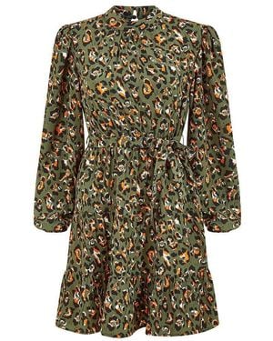 Mela London Animal Print Skater Dress - Green