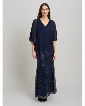 Gina Bacconi Leslie Embellished Maxi Dress - Blue