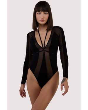 Wolf & Whistle Morgan Pannelled Mesh & Micro Plunge Body - Black