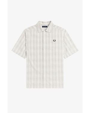 Fred Perry Patterned Short Sleeve Shirt - White