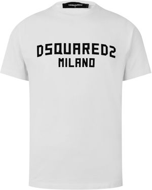 DSquared² Milano Cool Fit Logo Print T-Shirt - White