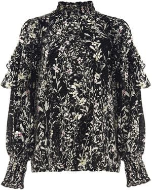 Phase Eight Daphne High Neck Ruffle Blouse - Black