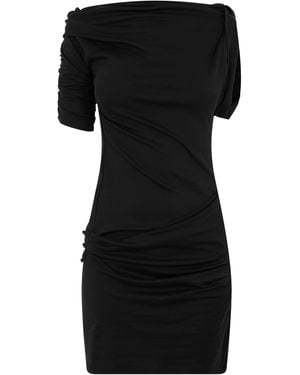 Jacquemus Jacquard Drape Mini Dress - Black