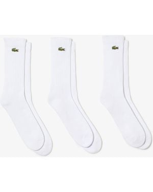 Lacoste 3 Pack Crew Socks - White