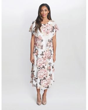 Gina Bacconi Alice Midi Printed Tiered Dress - White