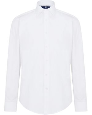 Haines and Bonner Tailored Fit Regular Collar Poplin Shirt - White