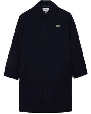 Lacoste Lightweight Showerproof Cotton Twill Trench Coat - Blue