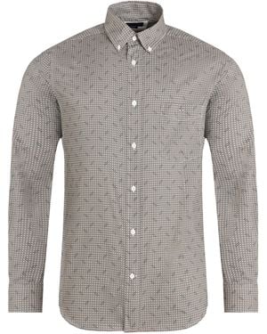 Eden Park Khaki Shirt With A Pattern Print - Grey