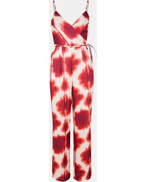 AX Paris Rust Printed Strappy Tie Waist Jumpsuit - Red