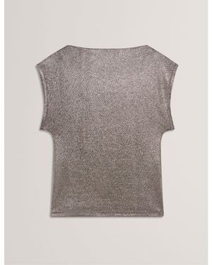 Ted Baker Metallic Short Sleeve Slim Fit T-Shirt - Grey