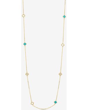 Jon Richard Plated Coral Long Station Clover Necklace - Blue