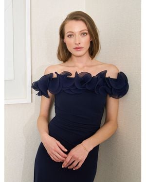 Gina Bacconi Risa Off-Shoulder Ruffle Maxi Dress - Blue