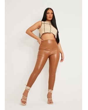 Missy Empire Croc Print High Waisted Vegan Leather Leggings - Orange