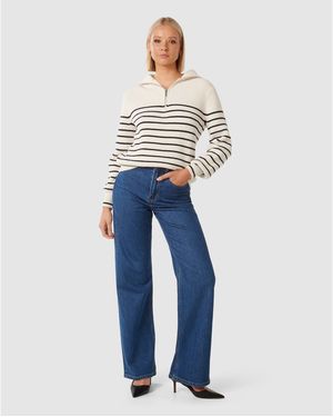 Forever New Danielle Quarter Zip Knit Jumper - Blue