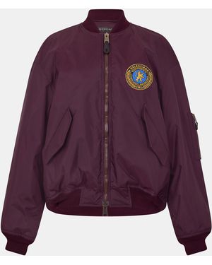 Balenciaga Ribbed Trim Bomber Jacket - Purple