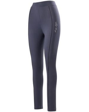 Gym King High Waisted Full Length Cotton Leggings - Blue
