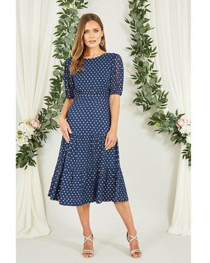 Mela London Foil Spot Midi Dress - Blue